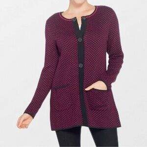 Susan Graver Women’s Red and Black Cardigan Sweater Size 1X